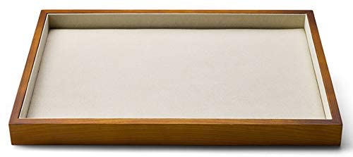 Oirlv Wood Flat Jewelry Tray Stackable Jewelry Drawer Organizer Showcase Jewelry Holder (Creamy-White Flat Tray)