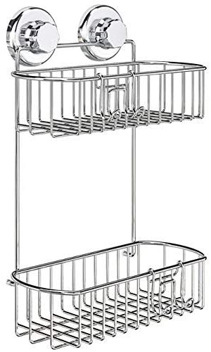 HASKO accessories - Shower Caddy with Suction Cup - 304 Stainless Steel 2Tier Basket for Bathroom - Rustproof (Chrome)