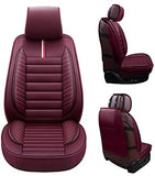 OASIS AUTO Leather Car Seat Covers, Faux Leatherette Automotive Vehicle Cushion Cover for Cars SUV Pick-up Truck Universal Fit Set for Auto Interior Accessories (OS-001 Front Pair, Burgundy)