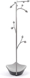 Umbra Orchid Jewelry Hanging Tree Stand - Multi-Functional Necklace Metal Holder Display Organizer Rack With a Ring Dish Tray - Great For Organization - Can Be Used As Decor, Dining Room Centerpiece