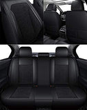 OASIS AUTO Leather Car Seat Covers, Faux Leatherette Automotive Vehicle Cushion Cover for Cars SUV Pick-up Truck Universal Fit Set for Auto Interior Accessories (OS-006 Full Set, Black)