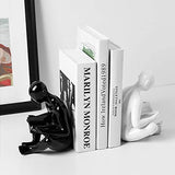 Ceramic Reading Bookend 1 Pair,Decorative Figurine Accent Piece for Home,Office,Table and Desk Decor (White and Black)