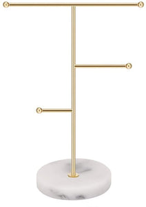 Hileyu Jewelry Stand Display Necklace Holder T-Bar Plated Metal Tabletop Jewelry Organizer Tower for Hanging Pendant Earring Bracelet Rings Accessories (Gold)