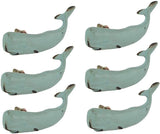 Moby Dick Specialties Set of 6 Aqua Blue Painted Cast Iron Whale Drawer Pull Rustic Furniture Decor