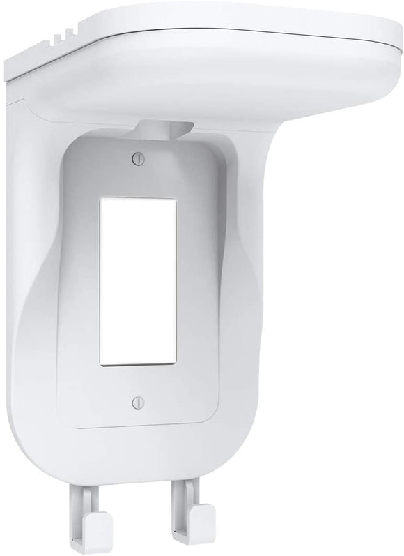 WALI Wall Bathroom Shelf Standard Vertical Duplex GFCI Décor Outlet for Cell Phone, Dot, Google Home, Speaker up to 20lbs with Cable Management and Detachable Hooks (OSH001-W), White