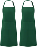 Syntus 2 Pack Adjustable Bib Apron Waterdrop Resistant with 2 Pockets Cooking Kitchen Aprons for Women Men Chef, Black