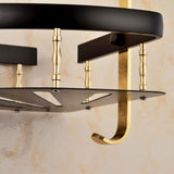 Corner Shower Shelf Stainless Steel Shower Shelving Gold Aluminum Corner Organizer Wall Shelf Shampoo Holder No Drill Bathroom Accessories-Black Gold