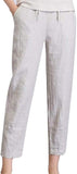 Womens Tapered Pants Cotton Linen Drawstring Back Elastic Waist Pants Casual Trousers with Pockets.