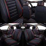 OASIS AUTO Leather Car Seat Covers, Faux Leatherette Automotive Vehicle Cushion Cover for Cars SUV Pick-up Truck Universal Fit Set for Auto Interior Accessories (OS-012 Front Pair, Black)