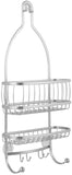 iDesign York Metal Wire Hanging Shower Caddy, Extra Wide Space for Shampoo, Conditioner, and Soap with Hooks for Razors, Towels, and More, 10" x 4" x 22", Silver