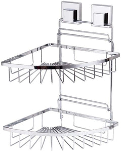 Iron Suction Bathroom Shelf Bath Shower Shampoo Accessories Storage Rack Container Makeup Cosmetic Organizer 2 Layers