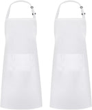 Syntus 2 Pack Adjustable Bib Apron Waterdrop Resistant with 2 Pockets Cooking Kitchen Aprons for Women Men Chef, Black