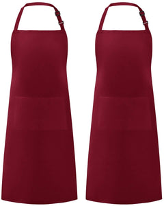 Syntus 2 Pack Adjustable Bib Apron Waterdrop Resistant with 2 Pockets Cooking Kitchen Aprons for Women Men Chef, Black