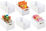 mDesign Stackable Plastic Kitchen Pantry Cabinet, Refrigerator or Freezer Food Storage Bins with Handles - Organizer for Fruit, Yogurt, Squeeze Pouches - Food Safe, BPA Free, 10" Long, 6 Pack - Clear