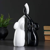 White Black Elephant Figurines with Trunk Up 10 in - Polystone Ceramic Stacked Elephant Statuettes Home Decor Shelf Accent - Rojos Blancos Par De Suerte Enamorados Elefantes para El Hogar Decoracion