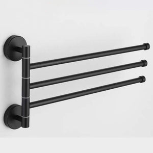 YaGao - Bathroom Swing Arm Towel Bars Wall Mount Bath Towel Rack with Arms Hanger Towel Holder Organizer - SUS 304 Stainless Steel Matte Black (3 Arms(Black))