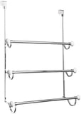 iDesign 73410 York Metal Over the Shower Door Towel Rack, Hooks for Master, Guest, Kids' Bathroom, 4.75" x 17.75" x 22.5", Chrome