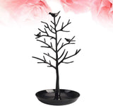 Plastic Birds Tree Stand Jewelry Display Necklace Earring Bracelet Holder Organizer Rack Tower Black