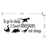 to Go to Sleep I Count Dinosaur Not Sheep Vinyl Wall Decals Cute Dinosaurs Bedroom Wall Sticker Wall Decals Kids Room Nursery Room Removable Peel & Stick Cartoon Wall Art Home Decor Stickers Poster