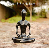 OwMell Lot of 4 Meditation Yoga Pose Statue Figurine Ceramic Yoga Figure Set Decor (Black Set)