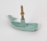 Moby Dick Specialties Set of 6 Aqua Blue Painted Cast Iron Whale Drawer Pull Rustic Furniture Decor