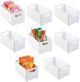 mDesign Plastic Kitchen Pantry Cabinet, Refrigerator or Freezer Food Storage Bins with Handles - Organizer for Fruit, Yogurt, Snacks, Pasta - Food Safe, BPA Free, 6" Wide, 8 Pack - Clear