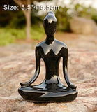 OwMell Lot of 4 Meditation Yoga Pose Statue Figurine Ceramic Yoga Figure Set Decor (Black Set)