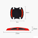 8pcs Universal 3D Carbon Fiber Car Door Handle Paint Scratch Protector Sticker Auto Door Handle Scratch Cover Guard Protective Film Car Outdoor Safety Reflective Strips (Red)