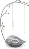 Umbra Orchid Jewelry Hanging Tree Stand - Multi-Functional Necklace Metal Holder Display Organizer Rack With a Ring Dish Tray - Great For Organization - Can Be Used As Decor, Dining Room Centerpiece