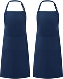 Syntus 2 Pack Adjustable Bib Apron Waterdrop Resistant with 2 Pockets Cooking Kitchen Aprons for Women Men Chef, Black