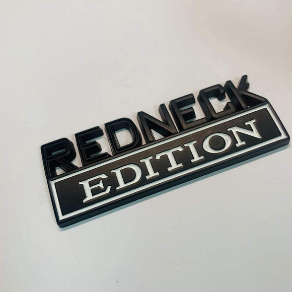 OEM Redneck Edition Emblem Badge 3D Logo Big Size Decal Replacement for F150 F250 F350 Silverado 1500 Black Red (Black-White)