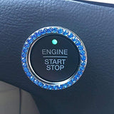 Bling Car Decor Crystal Rhinestone Car Bling Ring Emblem Sticker, Bling Car Accessories for Women, Push to Start Button, Key Ignition Starter & Knob Ring, Interior Glam Car Decor Accessory (Silver)