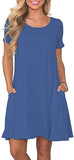 Women's Summer Casual T Shirt Dresses Short Sleeve Swing Dress with Pockets