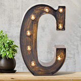 Pooqla Vintage Light Up Marquee Letters with Lights – Illuminated Industrial Style Lighted Alphabet Letter Signs - Coffee Bar Apartment Bedroom Wall Home Initials Decor A-Z