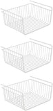 3 PACK Under Shelf Basket Kitchen Cabinet Organizer Storage, Slides Under Wire Shelves for Counter Pantry Desk Bookshelf, Easy to Install-White