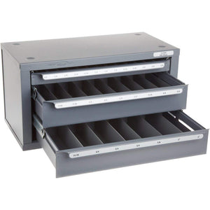 Huot 13350 Three-Drawer End Mill Dispenser Cabinet for Fractional Sizes 1/8" to 1", Model:EDP13350