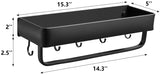 Delysia King Bathroom Shelves with Towel Bar,Wall Mounted Shower Storage Shelves Organizer for Bathroom,Kitchen (Black)