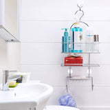 Shower Head Caddy Hanging Bathroom Shower Rack Storage Organizer Shelf Rustproof Shampoo Holder Stainless Steel Shower Accessories, Kitchen Pantry Rack, 22''x10.5''x5'', Silver, 2-Pack