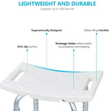 OasisSpace Shower Chair, Adjustable Bath Stool with Free Assist Grab Bar - Medical Tool Free Anti-Slip Bench Bathtub Stool Seat with Durable Aluminum Legs for Elderly, Senior, Handicap & Disabled