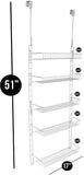 Smart Design Over The Door Adjustable Pantry Organizer Rack w/ 5 Adjustable Shelves - Small 51 Inch - Steel Construction w/ Hooks & Screws - for Cans, Food, Misc. Item - Kitchen [White]