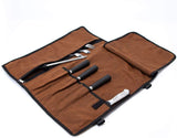 Chef’s Knife Roll, 5 Pockets Knife Bag,Waxed Canvas Roll Up Culinary Bag,Professional Cutlery Storage Case, Portable Knife Tool Roll Bag, Multi-Purpose Knife Cover For Cooking, Camping (Brown)