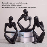 Ozzptuu Black Resin Thinker Style Abstract Sculpture Statue Collectible Figurines Home Office Bookshelf Desktop Decor (Left)