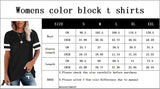 Womens Summer Tunic T Shirts Short Sleeve Color Block Striped Casual Loose Tops