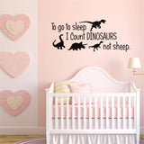 to Go to Sleep I Count Dinosaur Not Sheep Vinyl Wall Decals Cute Dinosaurs Bedroom Wall Sticker Wall Decals Kids Room Nursery Room Removable Peel & Stick Cartoon Wall Art Home Decor Stickers Poster