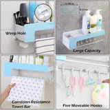 Adhesive Bathroom Shelf Storage Organizer Wall Mount No Drilling Shower Shelf Kitchen Storage Basket Rack Shelves Shower Caddy (Blue)