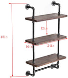 Industrial Pipe Shelf,Rustic Wall Shelf with Towel Bar,24" Towel Racks for Bathroom,3 Tiered Pipe Shelves Wood Shelf Shelving …