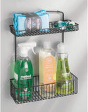 mDesign Metal Farmhouse Wall Mount Kitchen Storage Organizer Holder or Basket - Hang on Wall, Under Sink, or Cabinet Door in Kitchen/Pantry - Holds Dish Soap, Window Cleaner, Sponges - Matte Black