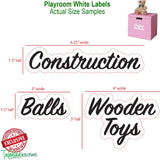 Talented Kitchen 120 White Playroom & Crafts Organization Labels. Clear Preprinted Stickers. Water Resistant, Canister & Bin Labels to Declutter Toy Closet Playroom (Playroom Crafts- 120 White Labels)