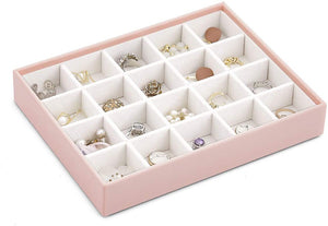 Vlando Grey Jewelry Trays Stackable Showcase Display Drawer Organizer Storage Toughened Glass Lid Multi-Purpose Multiple Combinations Large Capacity Multi-Layer Design and Fashion