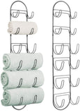 mDesign Wall Mount Metal Wire Towel Storage Shelf Organizer Rack Holder with 6 Compartments, Shelves for Bathroom Towels - 2 Pack - Chrome